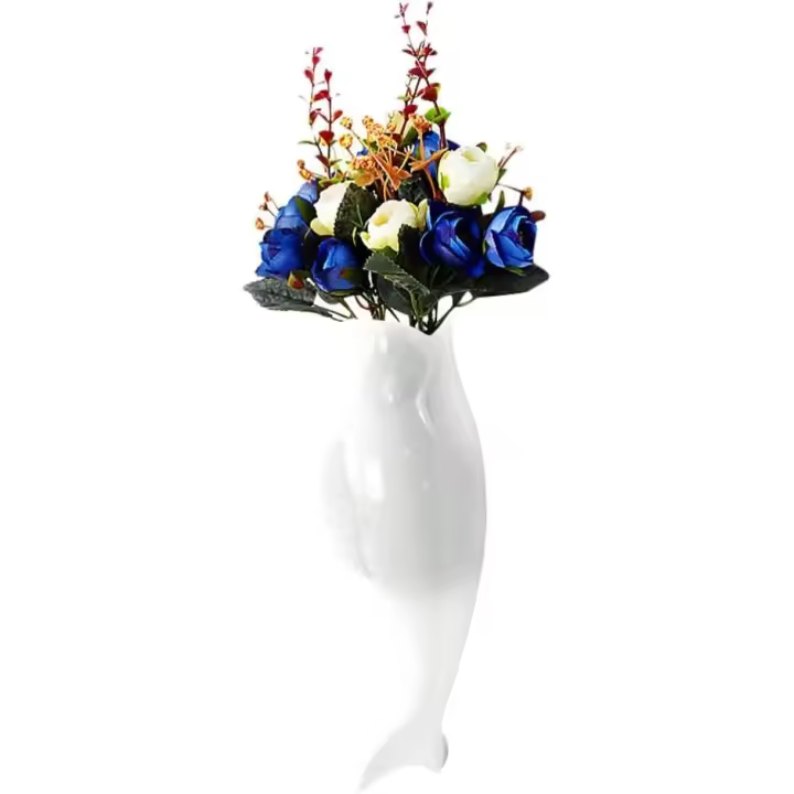 Conjunto de pared de flores florero de cerámica forma de pescado pared PLANTER pared colgante floral ornamento decoración de pared para sala de estar dormitorio - 1