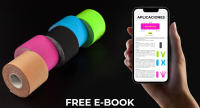 KALAHARI 1 X Rollo Cinta Kinesiologica Profesional más E-Book Manual Aplicación en Español - Synthetic Kinesiology Tape para una mejor adhesión y Resistencia al Agua y al Sudor - (5cm x 5m) AZUL - details 1