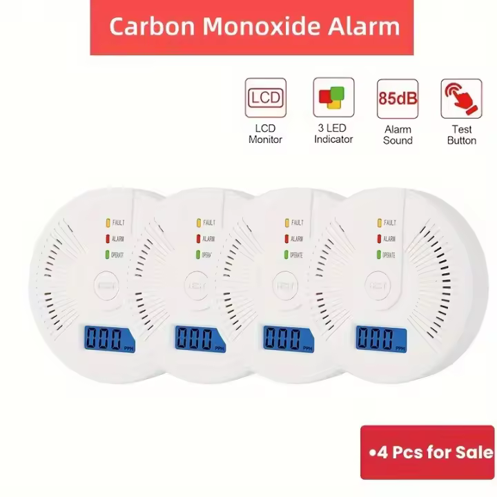 4PCs Alarma de CO with Barería y Lectures en Tiempo Real-Operación PARA LA Seguridad en Cocina y Almacén - 1