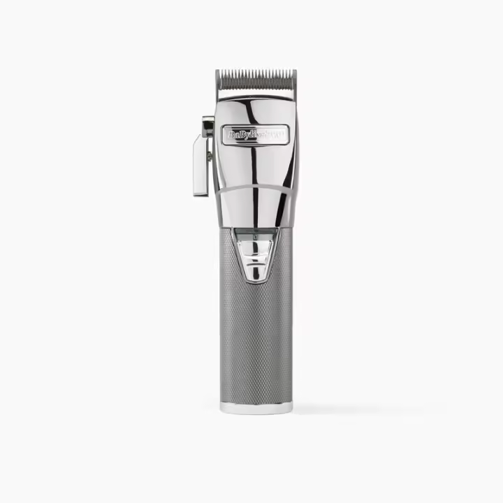 BabyLiss Pro Máquina ChromFX Clipper - Máquina de Corte Inalámbrica - Color Plata - FX8700E - Cortapelos Profesional - Cuchillas Ajustables DLC de Titanio Fade de 45mm - 1