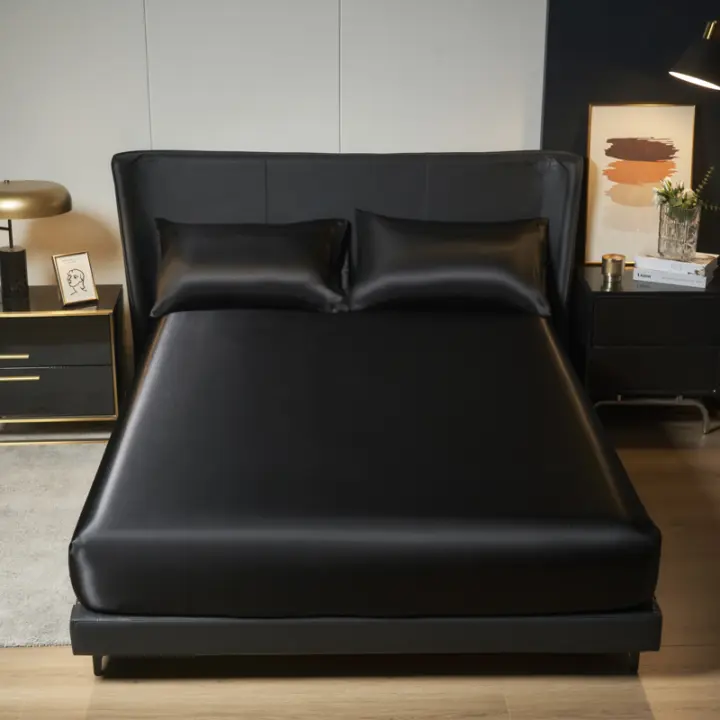 Sábana Elástica De Seda UPzo 100% Poliéster Para Cama Reina Sin Almohadero Funda De Matrícula Con Borde Elástico Cubierta De Seda Para Adultos - 1