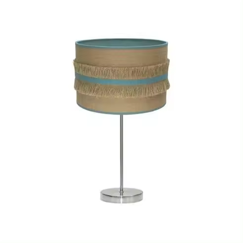 FABRILAMP Lámpara de Mesa Sobremesa Grande Natalia 1xe27 Niquel/saco-turquesa 62x30x30 Cm - Elegante Diseño - 1