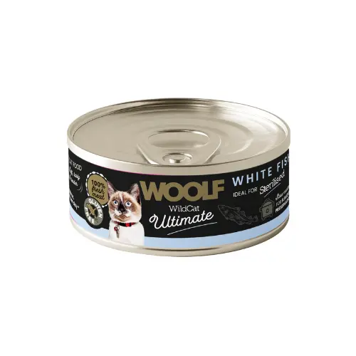 Latas de Pescado para gatos Esterilizados 85gr - Alimentación húmeda Woolf Ultimate - 1