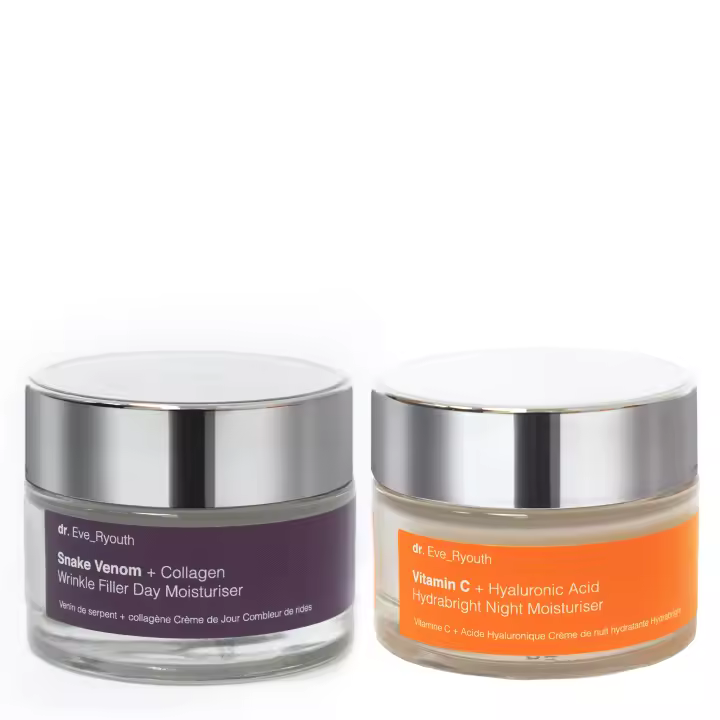 Dr. Eve_Ryouth Hidratante de día con veneno de serpiente y colágeno para rellenar arrugas (50 ml) + Hidratante de noche con vitamina C y ácido hialurónico Hydrabright (50 ml) - 1