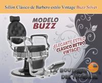 Sillón Clásico de Barbero hidráulico estilo Retro Vintage con reposapies integrado Modelo Buzz Silver Negro - details 0