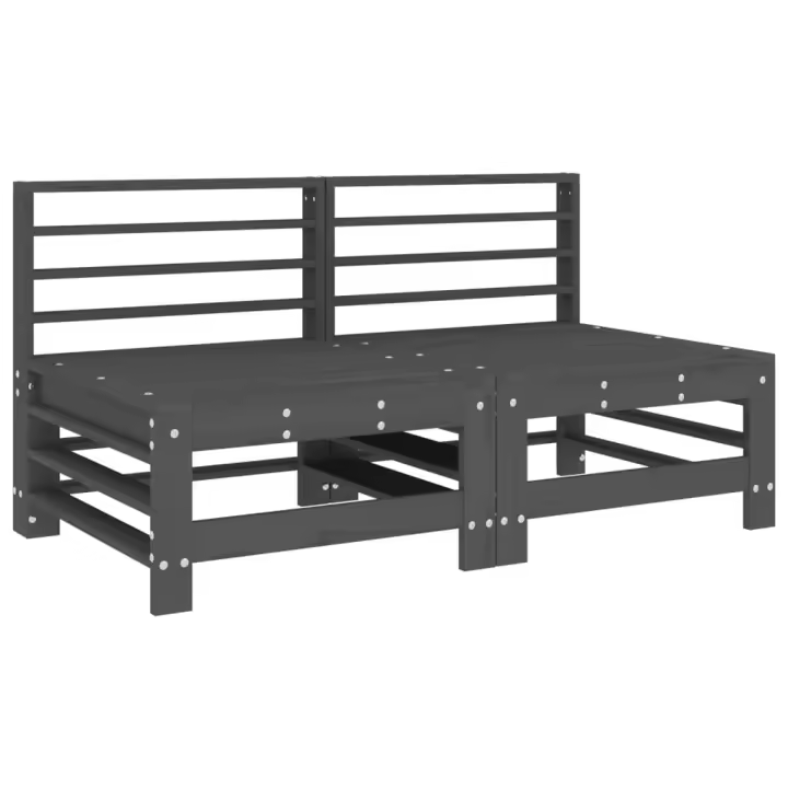 vidaXL Sofás centrales de jardín 2 uds madera maciza de pino Pino natural, Pino blanco, Pino gris Conjunto Terraza Muebles Jardín Exterior Juego de Muebles de jardín Mueble Jardín Exterior Muebles de Salon Exterior - 1