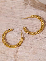 316L 304L de Maple inoxidable de Rosca de Aro Pendientes de las mujeres de la joyería de regalo Twisted Pierce Geométrico Irregular Pendientes de moda - details 3