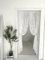 Cortina Blanca Con Bordado De Flor Individual Translúcida Romántica Para Dormitorio Y Sala De Estar Sin Capa De Aislamiento - details 3