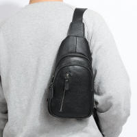 Bolsa De Pecho Para Hombre 100% Cuero Genuino Bolsa De Hombro Mensajero Casual Bandolera Estilo Fashion Bolsa De Mano Pura - details 4