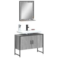 vidaXL Set de muebles de baño 2 pzas madera de ingeniería en color Roble Sonoma/Gris sonoma/Negro y más | almacenamiento funcional diseño moderno para baño dormitorio sala - details 1