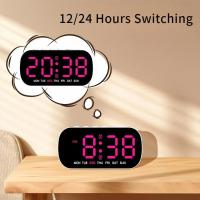 Reloj De Alarma Digital USB Potenciado Con Temperatura Fecha Doble Alarma Modo Nocturno Snooze Niveles De Brillo 5 12/24H LED Reloj - details 13