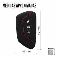 Banner - Funda silicona mando llave del coche 3 botones compatible con VW Golf negro-rojo
