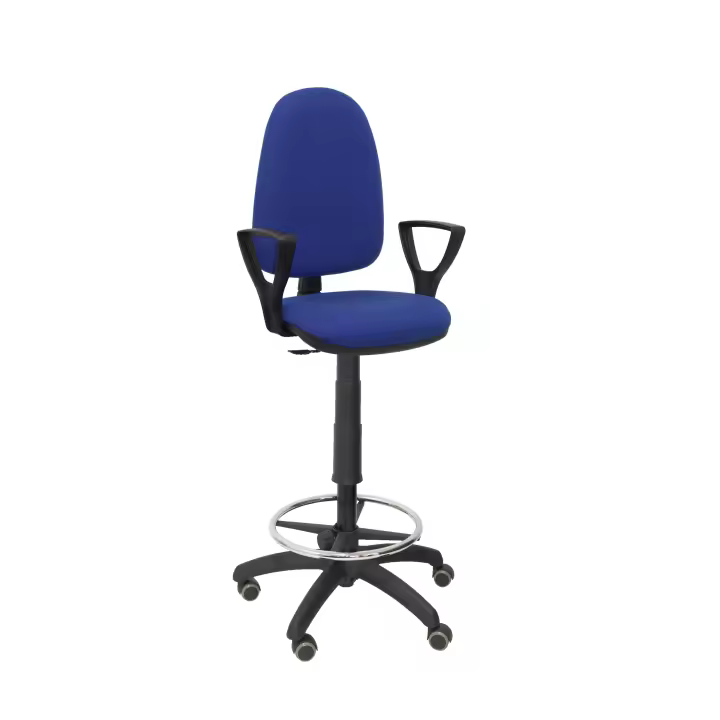 Piqueras Y Crespo Taburete Ayna Bali Azul Ergonómico con Brazos Fijos y Ruedas de Parqué - 1
