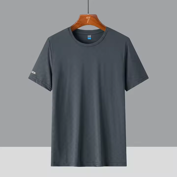 Camiseta Corta De Seda Hielo Para Hombre Alta Calidad Transpirable Conjunto De Deporte Al Aire Libre Cómodo Y Fresco Con Shorts De 5 Puntos - 1