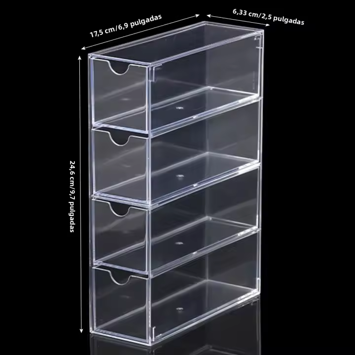 Estuche De Acrílico Transparente Para Gafas Caja De Exhibición De Sol Para Escritorio Con Cuatro Capas Organizador De Maquillaje Y Estación De Estudio a Prueba De Polvo - 1