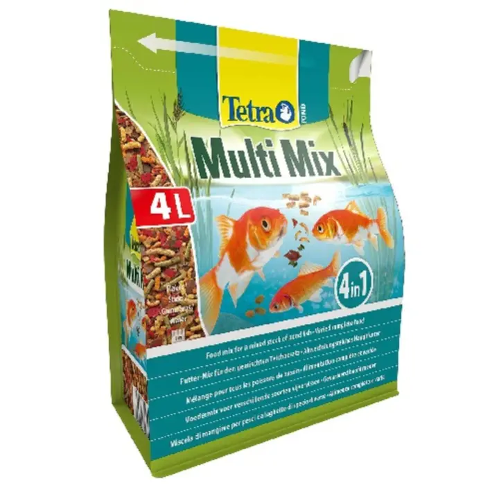 TETRA POND MULTIMIX, Alimento para Peces de Estanque (Escamas, Sticks, Tabletas y Gammarus), 4 L - 1
