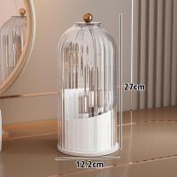 Organizador de maquillaje giratorio 360 ° con tapa transparent Y opening deslizante - Almacenamiento a prueba de Polvo para brocha, Maquillaje labial y Brillo de Labios-Ideal para dormitorio - details 0