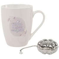 Tisana Taza Cerámica de 320 ml de Mamá la mejor del mundo con infusor con forma de flor. DCASA - details 1