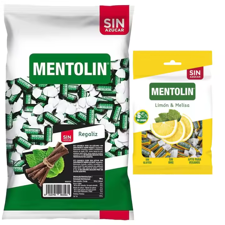Mentolín caramelos garganta regaliz s/a bolsa 1kg y de regalo limon melisa s/a bolsa 100g - 1