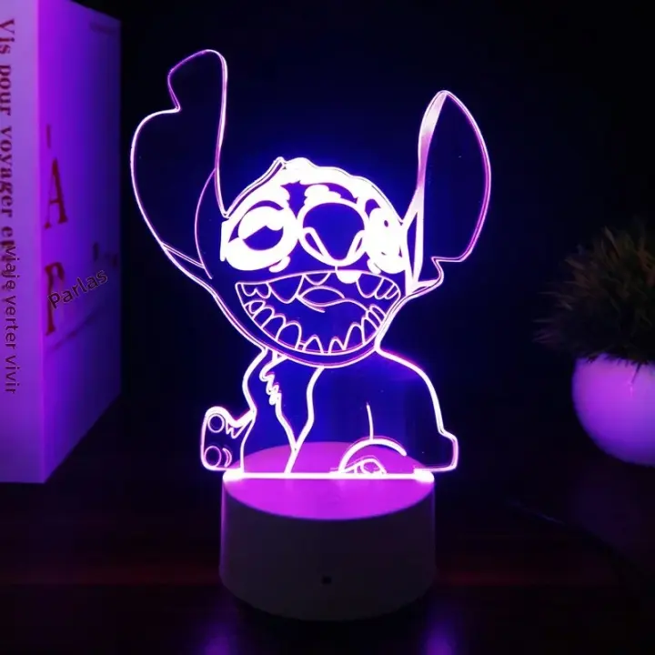 Lámpara De Noche 3D Stitch Cartoon Con Control Remoto Y Toque Inteligente Decoración De Habitación Regalo Para Cumpleaños Día De San Valentín Y Navidad - 1