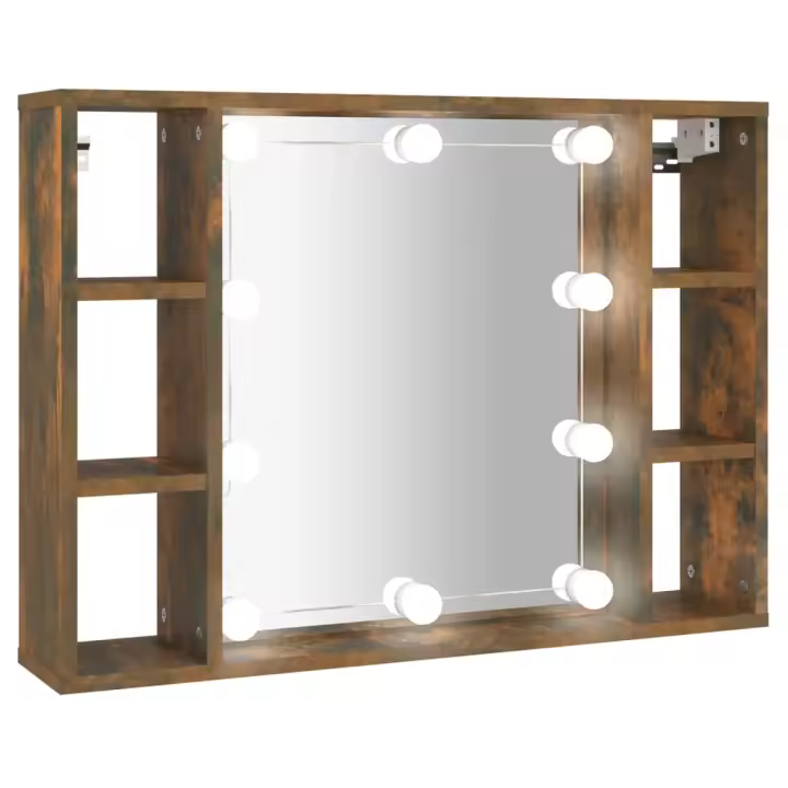 VidaXL Mueble con Espejo y LED color Roble Ahumado 76x15x55 cm - 1