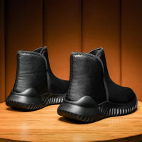 Botas De Invierno Para Hombre YRZL Negras Con Peluche Cálido Antideslizantes Ligeras Y Confortables Zapatos De Piel Artificial Cubierta Del Tobillo - details 4