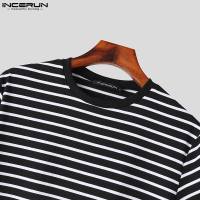 Camiseta Casual Para Hombre INCERUN Estilo Simple Con Rayas Cuello Redondo Manga Corta Suave Transpirable Talla S-5XL - details 14
