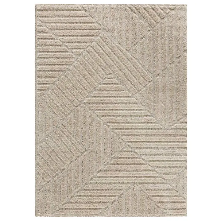 ATTICGO Alfombra de Interior Estilo Geométricas en Beige - NUMA 8517 | 80X150, 120X170, 160X230, 200X290 cm - 1