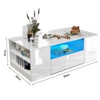 Mesa de centro moderna Nyana Home | Con luz LED integrada | Diseño elegante y funcional | Amplio almacenamiento | Medidas: 95x37x55 cm - details 1