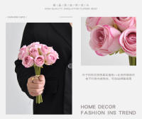 Bouquet De Rosas Rosa De 24CM Decoración Para El Hogar Propiedades Fotográficas Guía De Carretera Para Boda Flores Artificiales - details 1