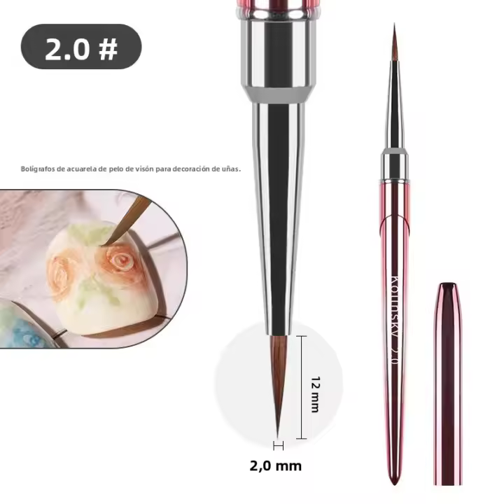 Cepillo De Uñas De Kolinsky Metálico Para Pintura Y Gel UV Herramienta De Manicura Cristalina 1 Pieza - 1