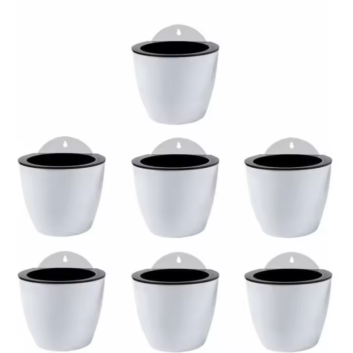 Juego de 7 Maceteros Colgantes con Riego Automático Decoración de Paredmaceta Interior y Exterior.decoración de La Decoración DE LA Ventanaplástico Blanco - 1