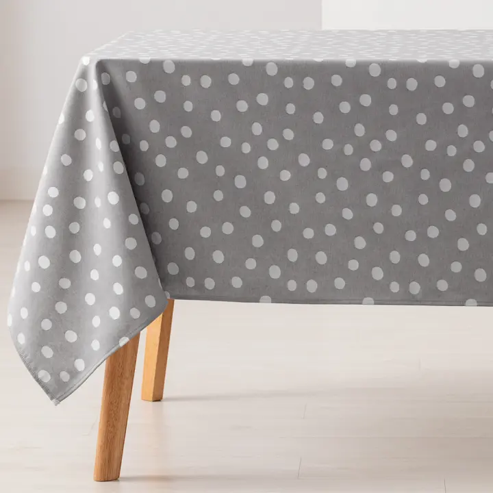 GAMUSI - Mantel antimanchas rectangular jacquard, impermeable, tacto tela, caída natural, algodón combinado diseño a puntitos POINT - 1