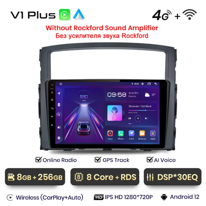 Junsun Radio coche para Mitsubishi Pajero 4 V80 V90 2006 2007 2008 2009 2010 2011 2012 2013 2014 inalambrico CarPlay Android Auto sistemas inteligentes de coche reproductor multimedia para auto No 2 din 2din DVD - 1