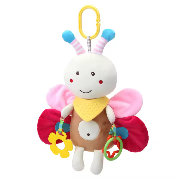 Lindo mordedor calmante muñeco cachorro conejo colorido cascabeles juguete de peluche con sonajero juguete de papel para bebé - 1