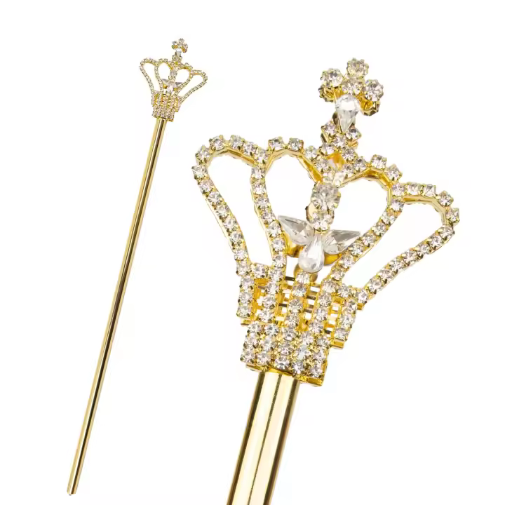 Varita Mágica De Corona Dorada Y Blanco Para Niñas Disfraz De Princesa Varita De Ángel Para Fiestas Cumpleaños Bodas 48.5cm - 1