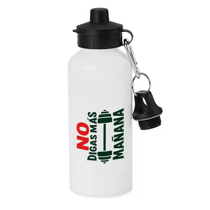 MERCHANDMANIA Bidón deportivo 600 ml acero inoxidable con chupón frase motivadora no digas más mañana botella escolar deporte bicicleta - 1