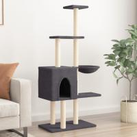 vidaXL Rascador para Gatos con Postes de Sisal Árbol Torre 145 cm Color Crema,  Gris claro,  Gris oscuro y mas - details 2