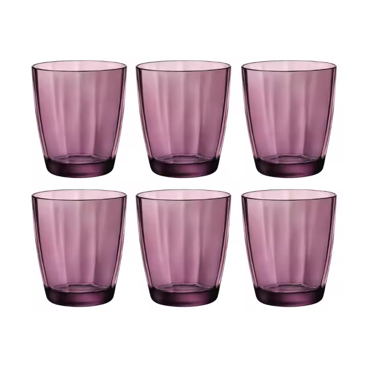 Bormioli Luigi PULSAR Caja 6 Vasos Bajos Vidrio 39CL Morado Brillo - 1