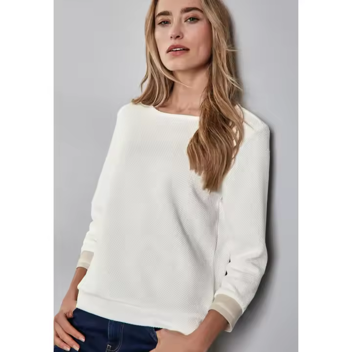 Street One Mod. PS322806 - Jersey fino manga 3/4, escote barco y puño rayas para mujer - 1