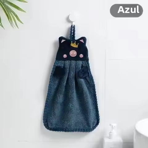 Toalla Colgante De Velours Coral Suave Con Bordado De Cerdo Para Baño Y Cocina Toalla De Mano De Poliéster 100% Uso Doméstico - 1