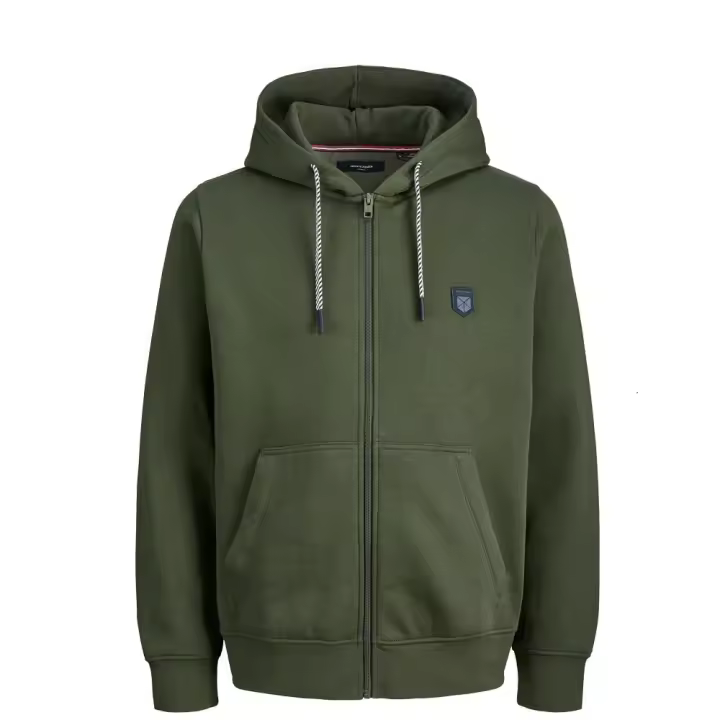 Jack & Jones Hombre Chaqueta con Cremallera y Capucha Bolsillos Canguro Logo Bordado Suave y Cálida Otoño Invierno 12264580 - 1