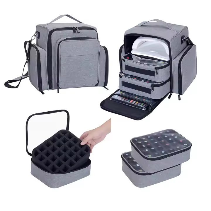 Organizador De Esmaltes UOZL Grande Con Capacidad Para 60 Botellas Y Lámpara De Arte De Uñas Grande Viene Con 2 Bolsas Independientes Material De Poliéster Estilo Casual - 1