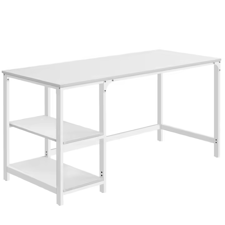 VASAGLE Escritorio, Escritorio con 2 Estantes a la Izquierda o a la Derecha, Mesa de Trabajo, para Salón Oficina, Estructura de Acero, Industrial, Negro Ébano/ Blanco Arce - 1