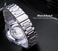 Reloj Automático Casual Forsining Para Hombre Con Diamante 3D Esqueleto Hueco Luminoso Militar Torbillón De Acero Inoxidable - details 8