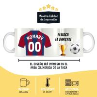 DEREGALOOS Taza de Fútbol Personalizada del F.C Barcelona para forofos y aficionados - details 2