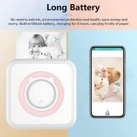 Mini impresora de bolsillo portátil sin tinta impresora fotográfica con papel de impresora de 13 rollos para impresora inalámbrica para iOS/Android Smartphone (rosa) - details 1