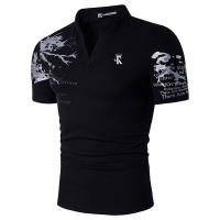 Camiseta De Verano Para Hombre Estampado 3D V Collar Camiseta Deportiva Corta 100% Poliéster Estilo Casual Transpirable - details 1