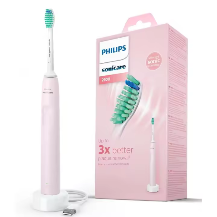 PHILIPS HX3651/11 Cepillo dental eléctrico Sónico Sonicare 2100 Series Carga USB, color Sugar rose - 1