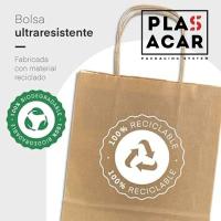 Plasacar S.L.-Bolsa Papel Kraft Asa Rizada 18+8x24 cm comercios ecommerce (Pack 100 Unid.) - details 3